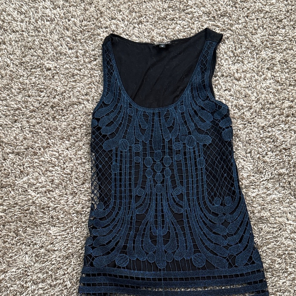 Elegant Black and Blue Sleeveless Tank